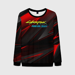 Свитшот мужской Cyberpunk 2077 phantom liberty red black logo, цвет: 3D-черный