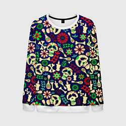 Свитшот мужской Мексиканский карнавал - Carnaval Mexicano, цвет: 3D-белый