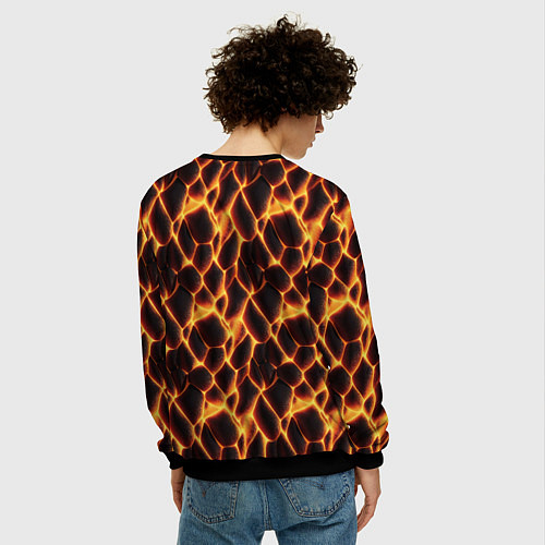 Мужской свитшот Раскалённые камни лавы / 3D-Черный – фото 4