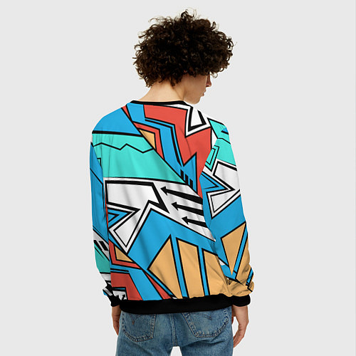 Мужской свитшот Ломанные линии / 3D-Черный – фото 4