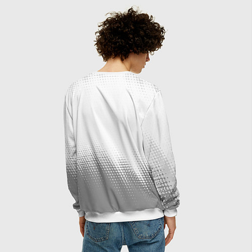 Мужской свитшот Akira glitch на светлом фоне: символ сверху / 3D-Белый – фото 4