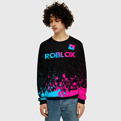 Свитшот мужской Roblox - neon gradient: символ сверху, цвет: 3D-черный — фото 2
