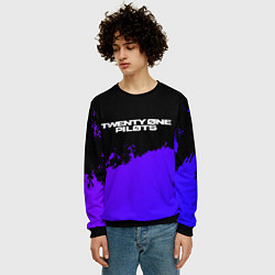 Свитшот мужской Twenty One Pilots purple grunge, цвет: 3D-черный — фото 2