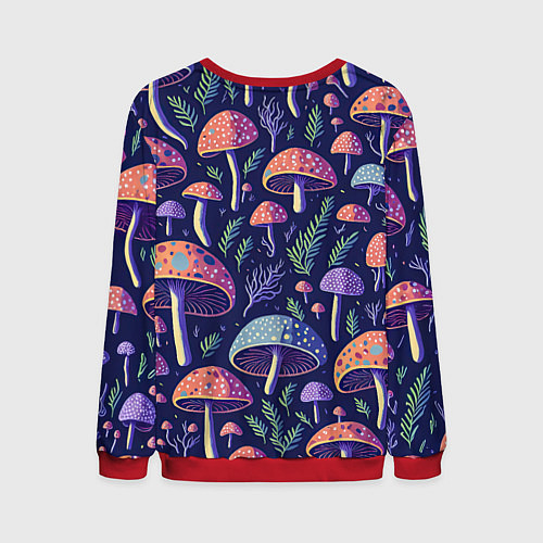 Мужской свитшот Грибы паттерн / 3D-Красный – фото 2