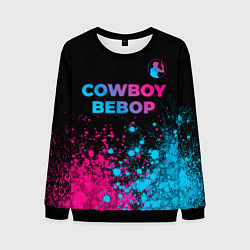 Свитшот мужской Cowboy Bebop - neon gradient: символ сверху, цвет: 3D-черный