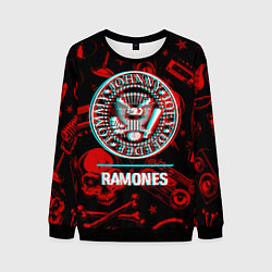 Свитшот мужской Ramones rock glitch, цвет: 3D-черный