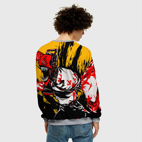 Мужской свитшот Человек бензопила chainsaw man / 3D-Меланж – фото 4