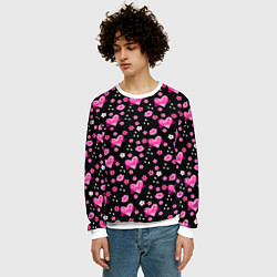 Свитшот мужской Черный фон, барби и цветы, цвет: 3D-белый — фото 2