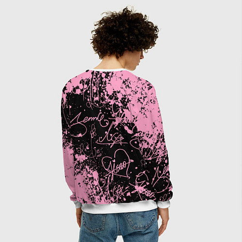 Мужской свитшот Блэкпинк - автографы / 3D-Белый – фото 4