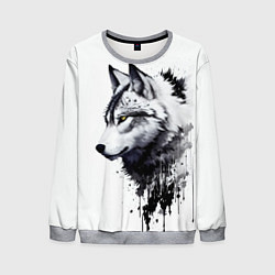 Свитшот мужской Белый волк - краски, цвет: 3D-меланж