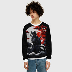 Свитшот мужской Котик ниндзя - мрачный, цвет: 3D-белый — фото 2