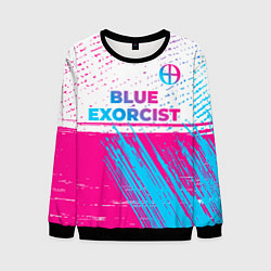 Свитшот мужской Blue Exorcist neon gradient style: символ сверху, цвет: 3D-черный