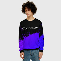 Свитшот мужской Coldplay purple grunge, цвет: 3D-черный — фото 2