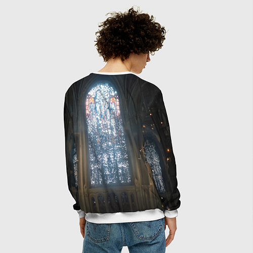 Мужской свитшот Монашка 2b от нейросети / 3D-Белый – фото 4