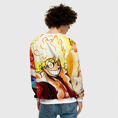 Мужской свитшот Луффи 5 гир бог Ника - One Piece / 3D-Белый – фото 4