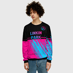 Свитшот мужской Linkin Park - neon gradient: символ сверху, цвет: 3D-черный — фото 2