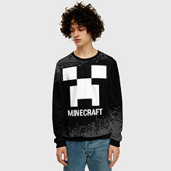 Свитшот мужской Minecraft glitch на темном фоне, цвет: 3D-черный — фото 2