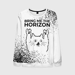 Свитшот мужской Bring Me the Horizon рок кот на светлом фоне, цвет: 3D-белый