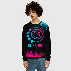 Свитшот мужской Blink 182 - neon gradient, цвет: 3D-черный — фото 2