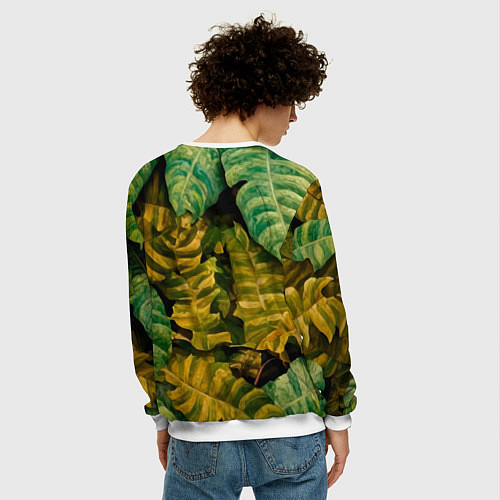 Мужской свитшот Обезьяна в джунглях / 3D-Белый – фото 4