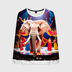 Свитшот мужской Слон с цирке, цвет: 3D-белый