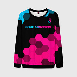 Свитшот мужской Death Stranding - neon gradient: символ сверху, цвет: 3D-черный