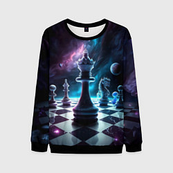 Свитшот мужской Космические шахматы, цвет: 3D-черный