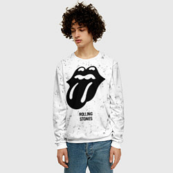 Свитшот мужской Rolling Stones glitch на светлом фоне, цвет: 3D-белый — фото 2