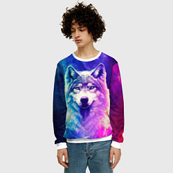 Свитшот мужской Волк космический, цвет: 3D-белый — фото 2