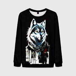 Свитшот мужской Волк - графика, цвет: 3D-черный