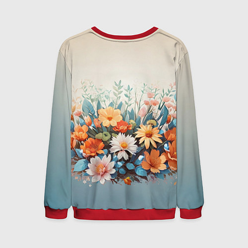 Мужской свитшот Цветочная лиса / 3D-Красный – фото 2