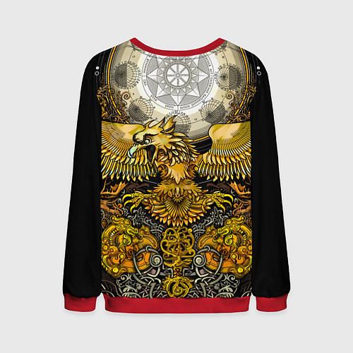 Мужской свитшот Золотой орёл - славянский орнамент / 3D-Красный – фото 2