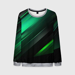 Свитшот мужской Black green abstract, цвет: 3D-меланж