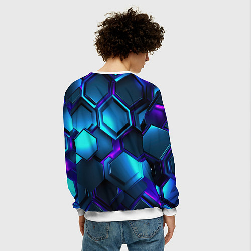 Мужской свитшот Объемные неоновые плиты / 3D-Белый – фото 4