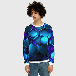 Свитшот мужской Объемные неоновые плиты, цвет: 3D-белый — фото 2