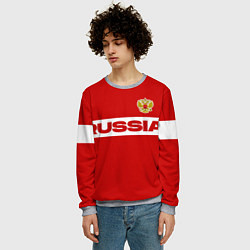 Свитшот мужской Russia - красно-белый, цвет: 3D-меланж — фото 2