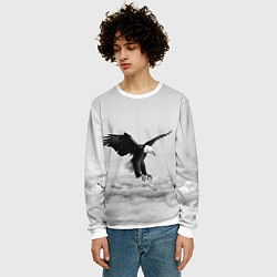 Свитшот мужской Орёл в облаках черно-белый, цвет: 3D-белый — фото 2