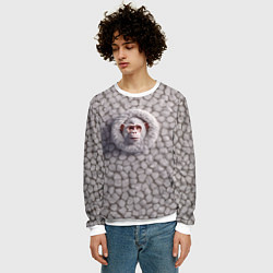 Свитшот мужской Забавная белая обезьяна, цвет: 3D-белый — фото 2
