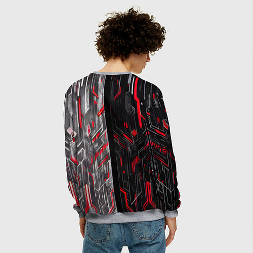 Мужской свитшот Киберпанк стена / 3D-Меланж – фото 4