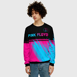 Свитшот мужской Pink Floyd - neon gradient: символ сверху, цвет: 3D-черный — фото 2
