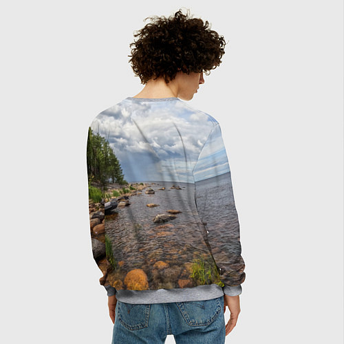 Мужской свитшот Лодка на Ладоге / 3D-Меланж – фото 4