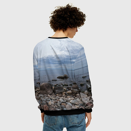 Мужской свитшот Ладожское озеро / 3D-Черный – фото 4