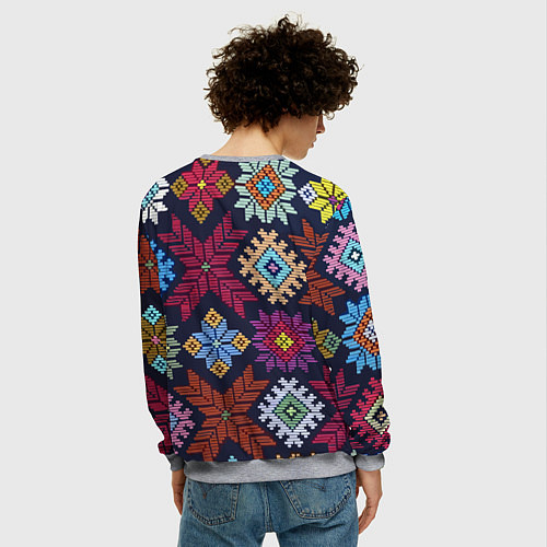 Мужской свитшот Орнамент удмуртский / 3D-Меланж – фото 4
