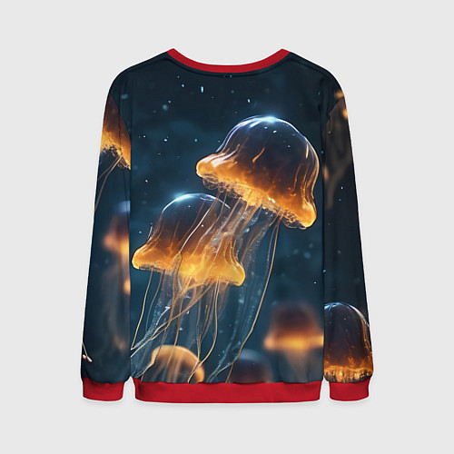 Мужской свитшот Люминисцентные медузы / 3D-Красный – фото 2