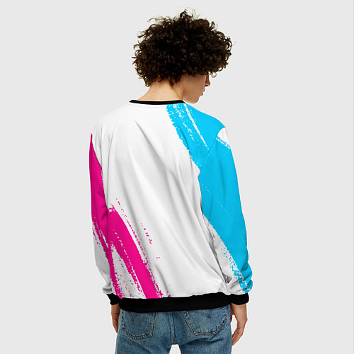 Мужской свитшот Nine Inch Nails neon gradient style: надпись, симв / 3D-Черный – фото 4