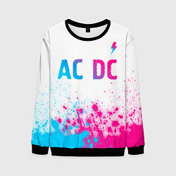 Свитшот мужской AC DC neon gradient style: символ сверху, цвет: 3D-черный