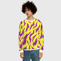 Свитшот мужской Кислотный тигр паттерн, цвет: 3D-белый — фото 2
