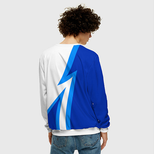 Мужской свитшот Флаг России в сердечке - синий / 3D-Белый – фото 4