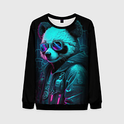 Свитшот мужской Панда в стиле киберпанк, цвет: 3D-черный