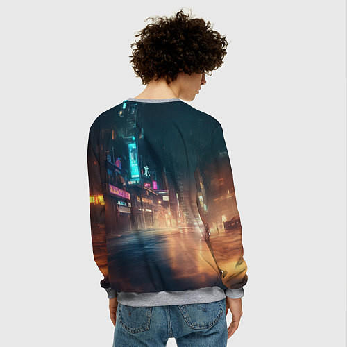 Мужской свитшот Пейзаж в стиле Бегущий по лезвию / 3D-Меланж – фото 4